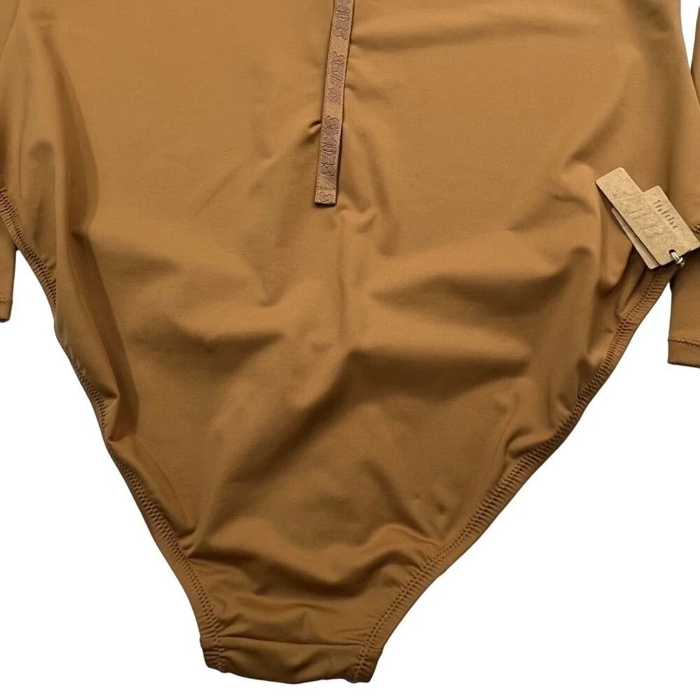 SKIMS Swim Long‎ Sleeve One Piece Almond 3X